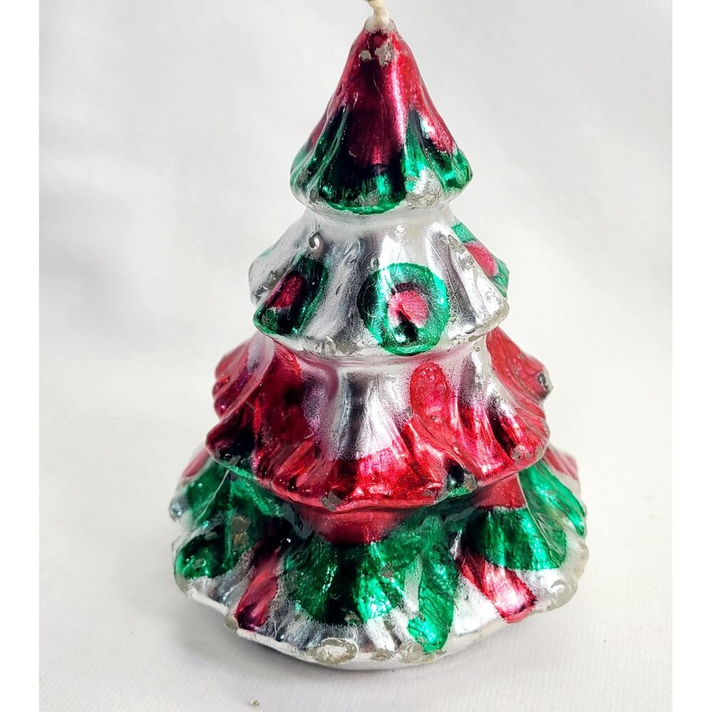 Vintage Metallic painted Christmas Tree Candle